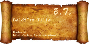 Balázs Tilla névjegykártya